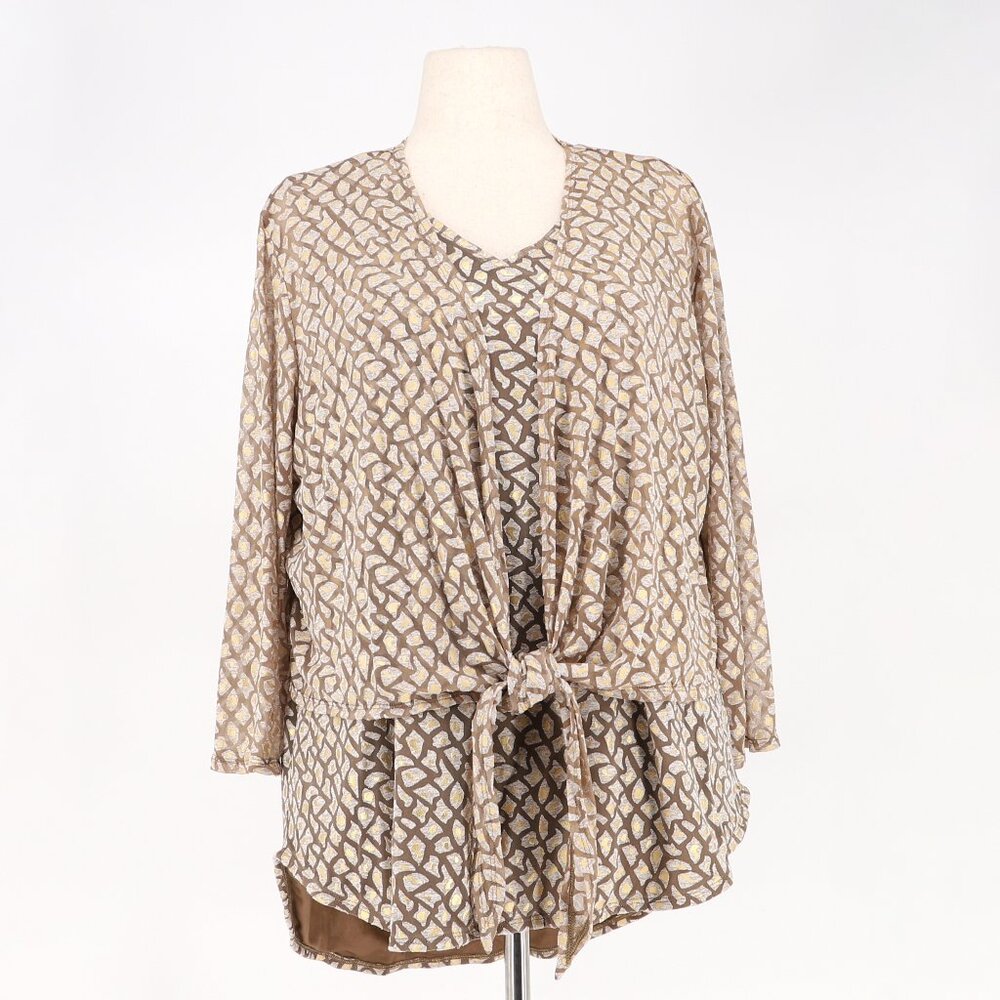 CHICO'S Travelers Collection Metallic Tank & Cardigan Set Size 3/XL